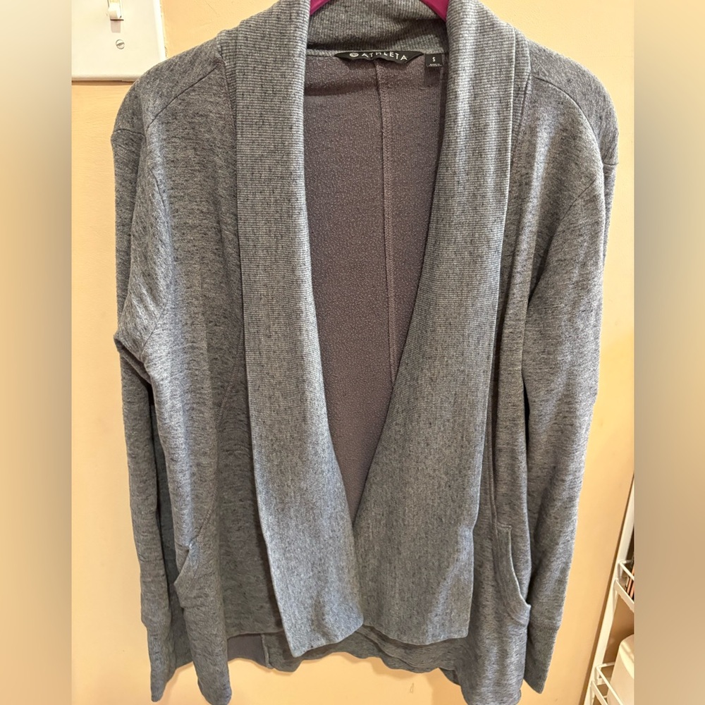 Athleta Cardigan Pranayama Restore Wrap Long Sleeve Sweater Gray Women’s Small